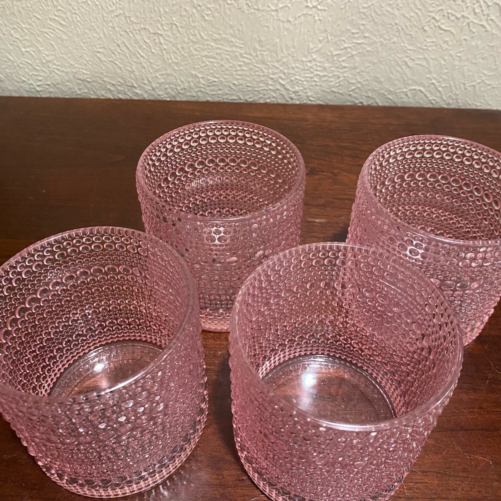 Set of 4, Pottery Barn, Pink, Jupiter Beaded Drinking Glasses - Picture 2 of 5